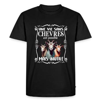 La vie sans chèvres est possible mais inutile - T-shirt Premium bio Homme - noir - Devant - Nico (187cm)