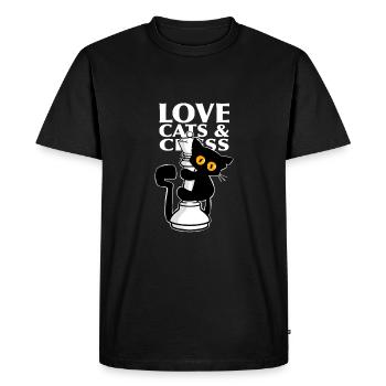 Chat noir mignon, grimpe sur les dames des échecs - T-shirt Premium bio Homme - noir - Devant - Nico (187cm)