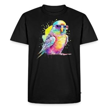 Perruche fraîche colorée avec des lunettes - T-shirt Premium bio Homme - noir - Devant - Nico (187cm)