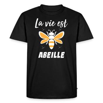 La vie est abeille - T-shirt Premium bio Homme - noir - Devant - Nico (187cm)