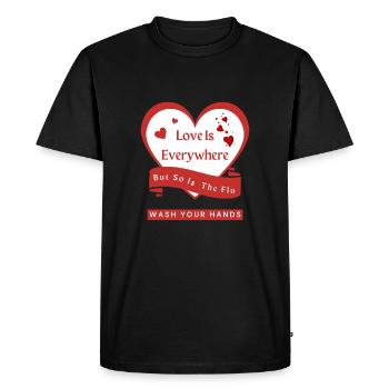 L’amour est partout, mais la grippe aussi - T-shirt Premium bio Homme - noir - Devant - Nico (187cm)