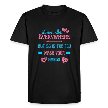 L’amour est partout, mais la grippe aussi - T-shirt Premium bio Homme - noir - Devant - Nico (187cm)