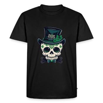Sugar Skull St Patrick's Day, Irish Sugar Skull - Men's Premium Organic T-Shirt - black - Front - Nico (187cm)