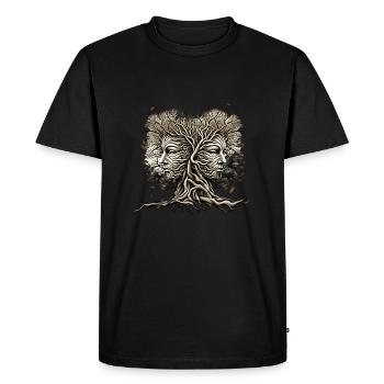 Visages d’arbres avec des feuilles soufflant fraîchement amoureux de la nature - T-shirt Premium bio Homme - noir - Devant - Nico (187cm)