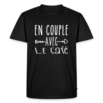 Couples with Coffee, Coffee Fans Gift - Men's Premium Organic T-Shirt - black - Front - Nico (187cm)