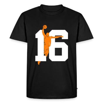 NUMÉRO 16 : 16E ANNIVERSAIRE DE BASKET-BALL - T-shirt Premium bio Homme - noir - Devant - Nico (187cm)