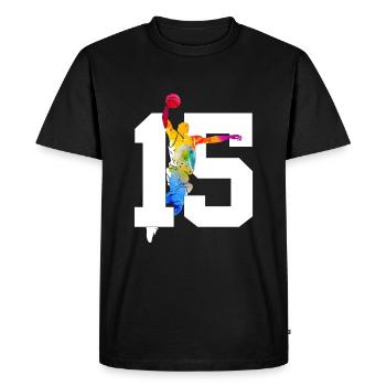 NUMMER 15 BASKETBALL 15. GEBURTSTAG - Männer Premium Bio T-Shirt - Schwarz - Vorne - Nico (187cm)