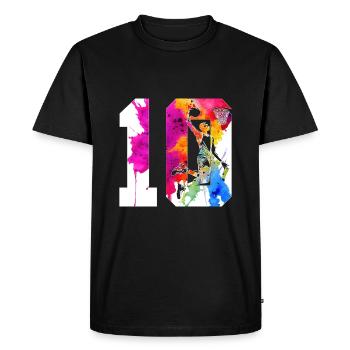 10E ANNIVERSAIRE BASKET-BALL NUMÉRO 10 - T-shirt Premium bio Homme - noir - Devant - Nico (187cm)