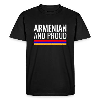 Drapeau arménien et fier de l’Arménie - T-shirt Premium bio Homme - noir - Devant - Nico (187cm)