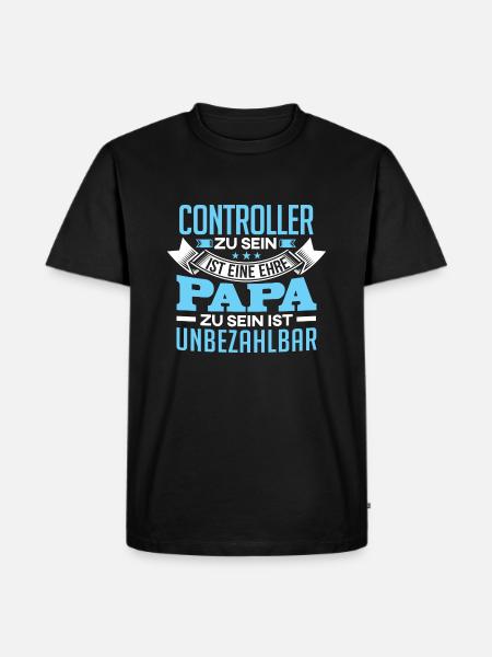CONTROLLER und Papa - Männer Premium Bio T-Shirt - Schwarz