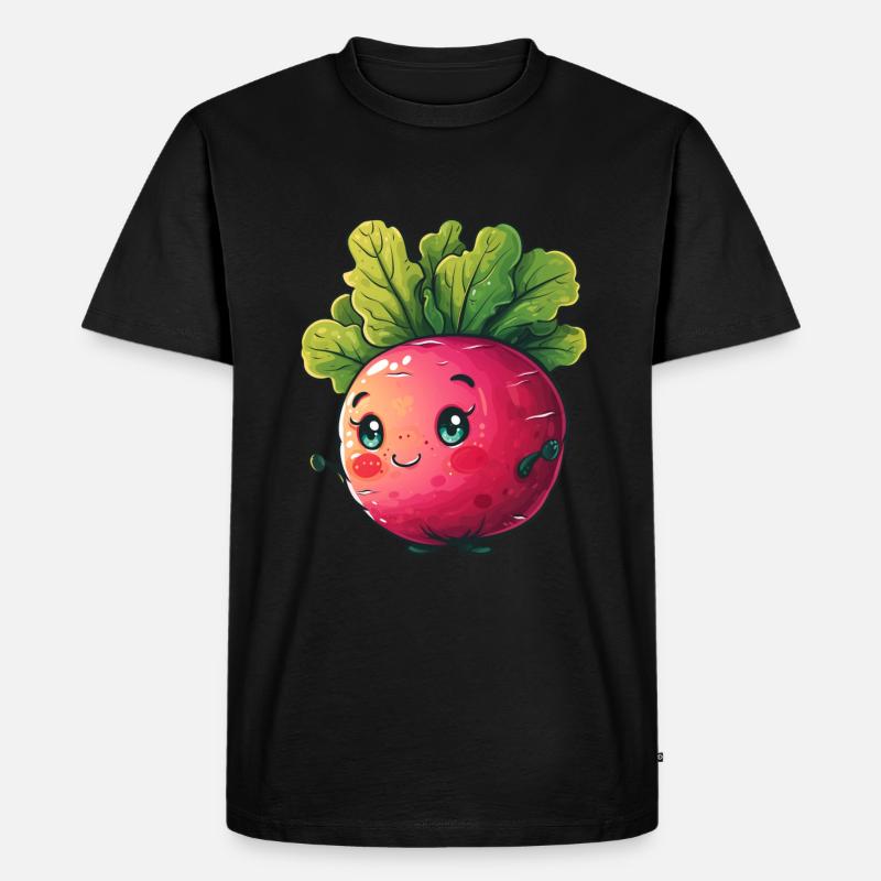 Radieschen fröhlicher Comic Stil - Männer Premium Bio T-Shirt - Schwarz