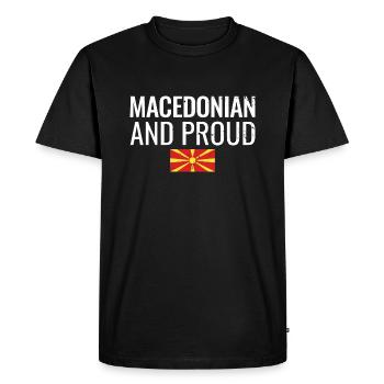 Macedonian And Proud Mazedonisch Mazedonier - Men's Premium Organic T-Shirt - black - Front - Nico (187cm)
