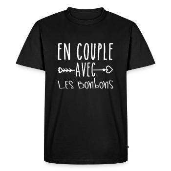 En Couple avec Bonbons, cadeau Fans de Bonbons - T-shirt Premium bio Homme - noir - Devant - Nico (187cm)