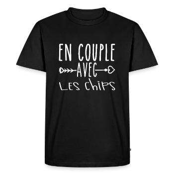 En Couple avec Chips, cadeau Fans de Chips - T-shirt Premium bio Homme - noir - Devant - Nico (187cm)