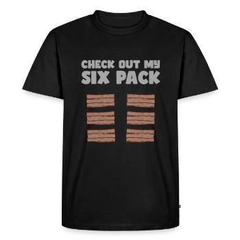 Check out my Sixpack Bacon Lover Crispy - Men's Premium Organic T-Shirt - black - Front - Nico (187cm)