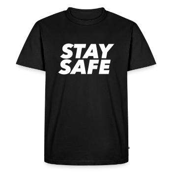 Restez en sécurité - T-shirt Premium bio Homme - noir - Devant - Nico (187cm)