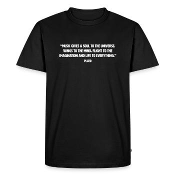 Plato quote about music - Men's Premium Organic T-Shirt - black - Front - Nico (187cm)