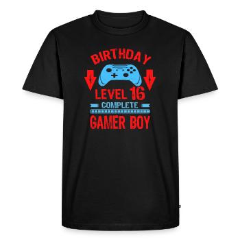 Seize 16 ans BDay Son Garçon Drôle de Gamer - T-shirt Premium bio Homme - noir - Devant - Nico (187cm)