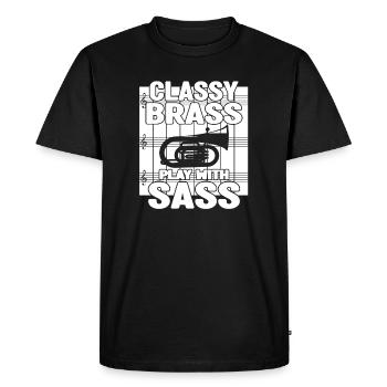 Jeu de cuivres chic avec le barytonne Sass - T-shirt Premium bio Homme - noir - Devant - Nico (187cm)