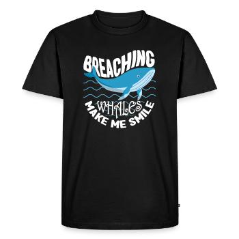 Breaching Whales Make Me Smile Whales Aquarist - Men's Premium Organic T-Shirt - black - Front - Nico (187cm)