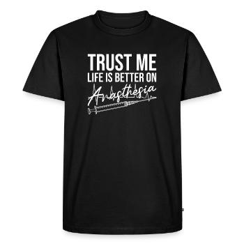 Croyez-moi, la vie est meilleure sur les cadeaux d’infirmière en anesthésie - T-shirt Premium bio Homme - noir - Devant - Nico (187cm)