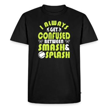 Fun Tennis Saying Confused Between Smash & Splash - Men's Premium Organic T-Shirt - black - Front - Nico (187cm)