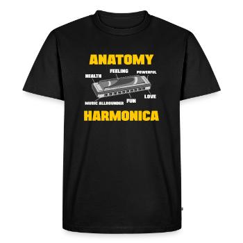 Harpiste française Anatomie Harmoniciste - T-shirt Premium bio Homme - noir - Devant - Nico (187cm)