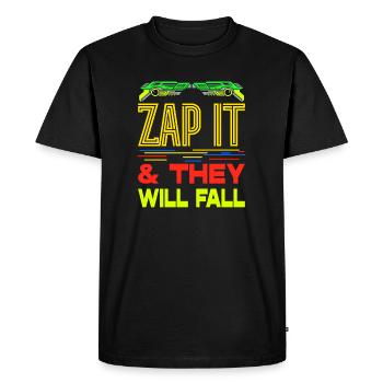 Zap It & They Will Fall Laser Tag Player Gifts - Men's Premium Organic T-Shirt - black - Front - Nico (187cm)