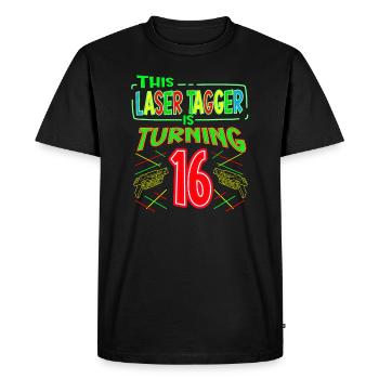 This Laser Tagger Is Turning 16 Years Old Laser - Men's Premium Organic T-Shirt - black - Front - Nico (187cm)