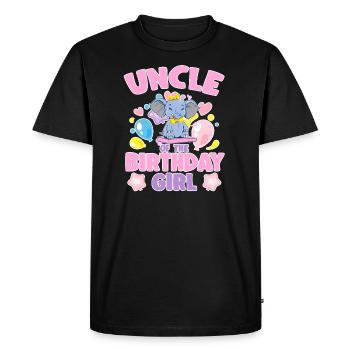 Oncle de la fête de famille éléphant fille d’anniversaire - T-shirt Premium bio Homme - noir - Devant - Nico (187cm)