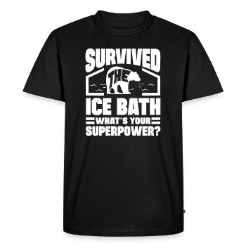 L'eau glacée a survécu au bain de glace. Quel est votre super pouvoir ? - T-shirt Premium bio Homme - noir - Devant - Nico (187cm)
