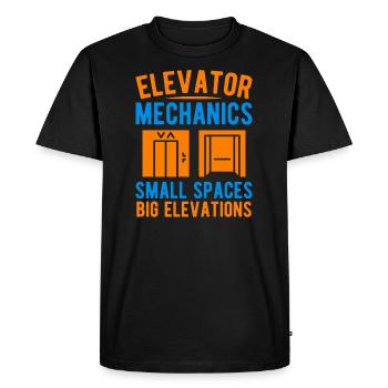 Mécanicien d’ascenseur - Petits espaces, grandes élévations - T-shirt Premium bio Homme - noir - Devant - Nico (187cm)