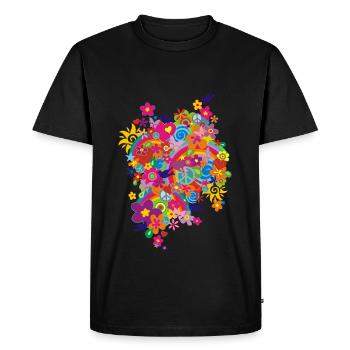 NEW FLOWER POWER RAINBOW - Männer Premium Bio T-Shirt - Schwarz - Vorne - Nico (187cm)