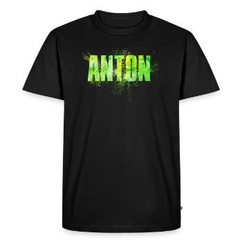 Anton - Men's Premium Organic T-Shirt - black - Front - Nico (187cm)