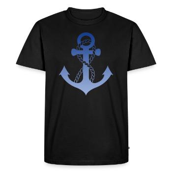 Ancre Bleue, Maritime, Nautique, Marin, Capitaine - T-shirt Premium bio Homme - noir - Devant - Nico (187cm)