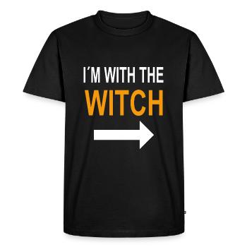 Je suis avec le costume d’Halloween de la sorcière - T-shirt Premium bio Homme - noir - Devant - Nico (187cm)