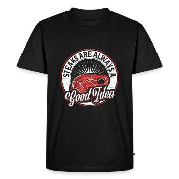 Steak - T-shirt Premium bio Homme - noir - Devant - Nico (187cm)