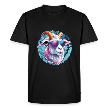 Cool billy goat with sunglasses on splash of color - Men's Premium Organic T-Shirt - black - Front - Nico (187cm)