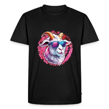 Cool billy goat with sunglasses on splash of color - Men's Premium Organic T-Shirt - black - Front - Nico (187cm)