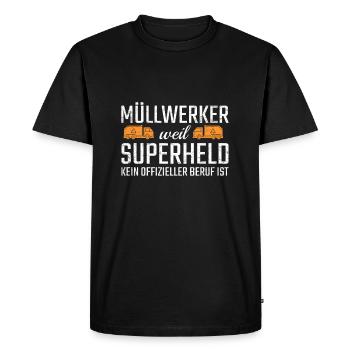 Garbage Worker Superhero - Men's Premium Organic T-Shirt - black - Front - Nico (187cm)