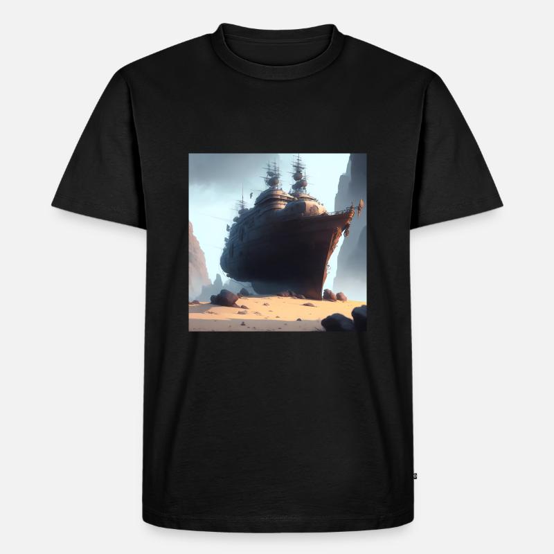 Schiff in der Wüste - Männer Premium Bio T-Shirt - Schwarz