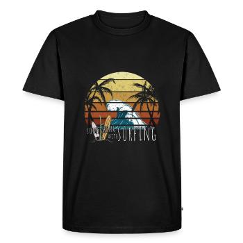 Something with Surfing Casual Retro Surf Art - Men's Premium Organic T-Shirt - black - Front - Nico (187cm)