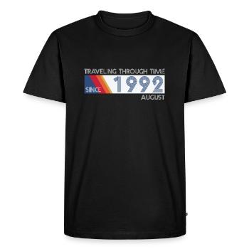 Conception drôle d'anniversaire de voyage dans le temps août 1992 - T-shirt Premium bio Homme - noir - Devant - Nico (187cm)
