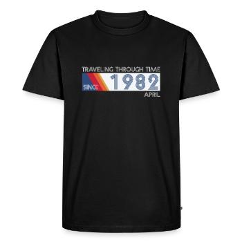 Conception drôle d'anniversaire de voyage dans le temps avril 1982 - T-shirt Premium bio Homme - noir - Devant - Nico (187cm)