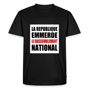 la republique emmerde le rassemblement national - T-shirt Premium bio Homme - noir - Devant - Nico (187cm)