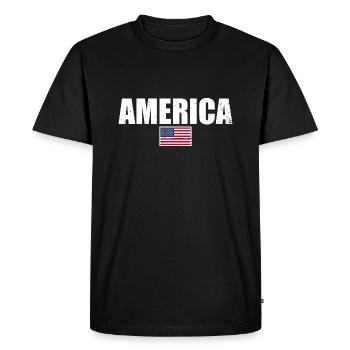 Amérique Drapeau américain États-Unis - T-shirt Premium bio Homme - noir - Devant - Nico (187cm)