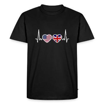 États-Unis Grande-Bretagne Drapeaux américains Britanniques britanniques - T-shirt Premium bio Homme - noir - Devant - Nico (187cm)