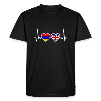 Arménie Grande-Bretagne Drapeau Arménien Britannique - T-shirt Premium bio Homme - noir - Devant - Nico (187cm)