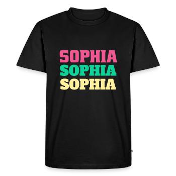 Sophia Cadeaux d’anniversaire Nom Prénom - T-shirt Premium bio Homme - noir - Devant - Nico (187cm)