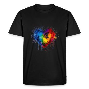 Pride Love Heart - Men's Premium Organic T-Shirt - black - Front - Nico (187cm)